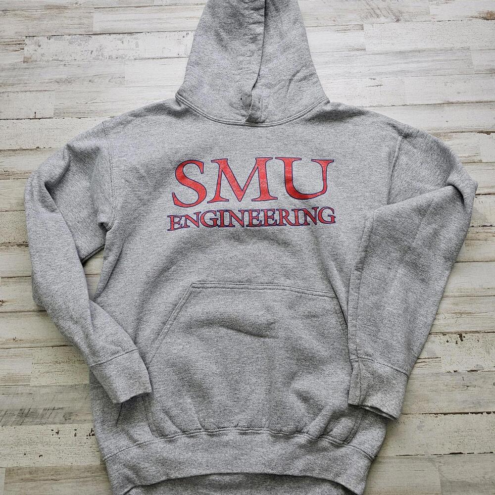 SMU Mustangs ENGINEERING Hoodie Sweatshirt Gildan Size SM - Gray